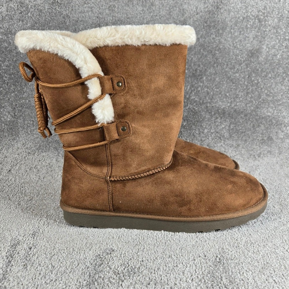 Pop Surry Boots Chestnut Faux Suede Fur Lined Winter‎ Boots - Women Size 11